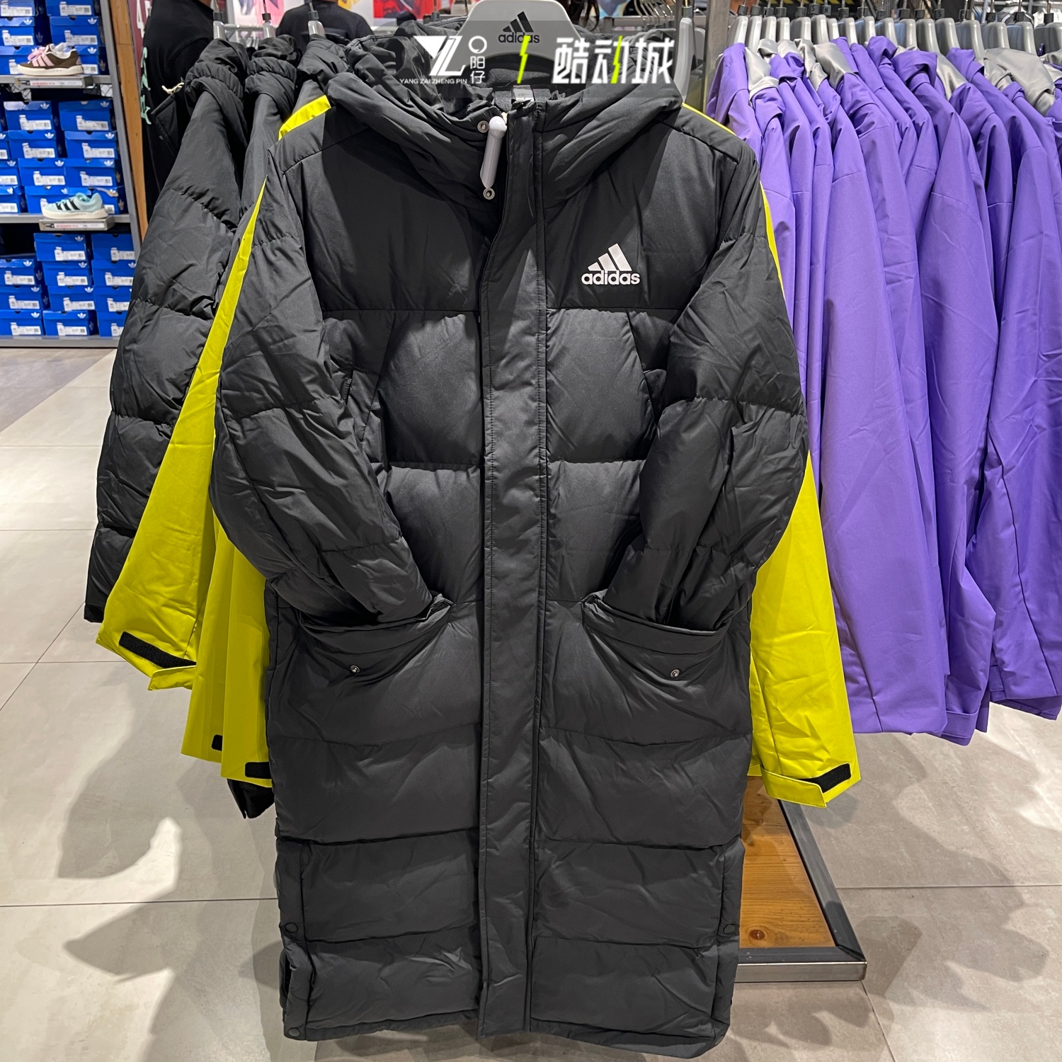 adidas阿迪达斯正品男女同款长款羽绒服保暖防风防寒外套KF2143