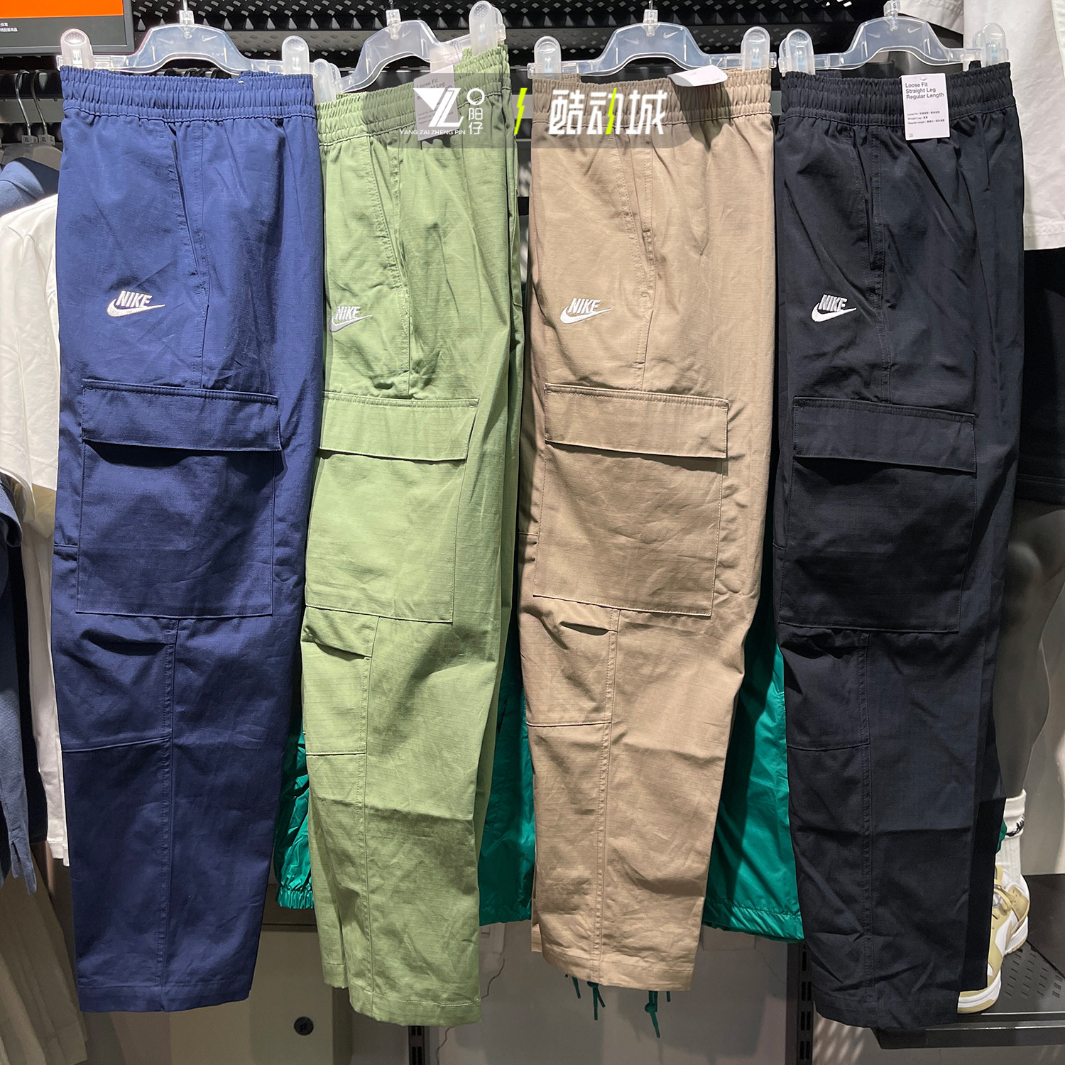 耐克男运动梭织工装刺绣logo长裤
