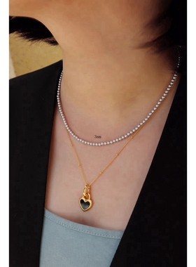 法式简约银灰色珍珠锁骨链项链