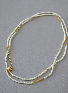 法式简约多层小香风珍珠链条