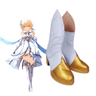 原神cos旅行者女荧鞋 子cosplay定制配件道具中高跟短靴女