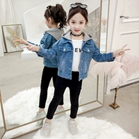 Áo khoác denim nữ 2019 mùa xuân mới phiên bản Hàn Quốc của mạng lưới quần áo trẻ em màu đỏ trong áo phông bé trai ngắn trùm đầu thủy triều - Áo khoác áo khoác cho bé gái