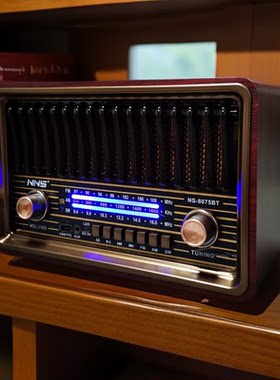 出日韩复古怀旧台式收音机调频中波短波带摇控蓝牙音箱插卡音箱