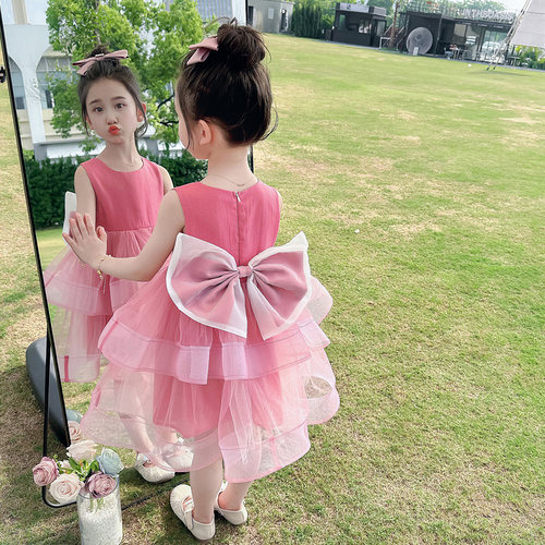 女童蓬蓬裙夏季2026新款儿童洋气背心裙子女孩宝宝网纱公主连衣裙