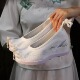 女鞋 搭配古装 古风翘头弓鞋 绣花鞋 汉服鞋 子女布鞋 元 素复古浅口