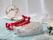 汉服鞋 新品 弓鞋 涅槃 古装 表演 古风内增高系带翘头履绣花鞋 民族风