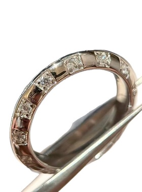 通体S925经典款棋盘光面可叠戴个性款式设计款小众闪钻低调奢华款