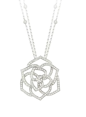 通体s925山茶花镂空玫瑰花点钻双链条项链感大号花朵精致网红