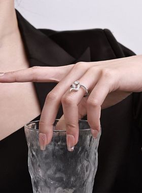 纯银蛇形钻指环戒指高级跨境S925设计小众感莫桑不个性掉色灵蛇