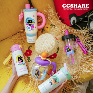 寄居蟹黑猫乐队系列联名吸管杯大容量Tritan不锈钢材质水杯保温杯