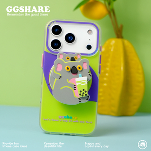 寄居蟹原创考拉iPhone17手机壳带磁吸支架16promax适用苹果15保护套13新款 14promax防摔多巴胺小众高级感可爱