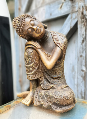 新中式家居禅意佛像摆件入户花园装饰品茶室庭院造景睡佛工艺品