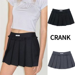 半身裙木耳边显瘦A字美式 韩国CRANK学院风JK短款 百褶裙 新款 25夏季