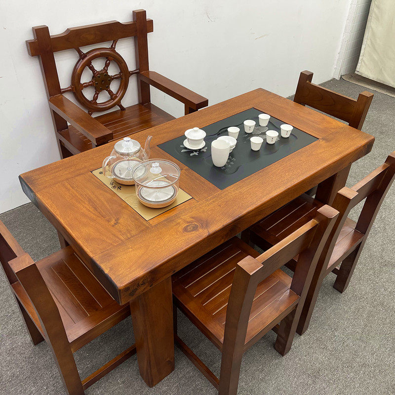 老船木茶桌椅组合客厅纯实木小茶几茶台办公室阳台茶桌小户型家用