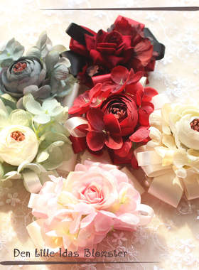 【idas】-森林低语-lolita配件原创手作缎带花团珠链边夹别针两用