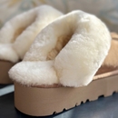 河南桑坡村羊皮毛一体拖鞋 厚底保暖羊毛包头拖反绒牛皮真毛松糕女