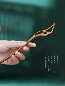 加长款桃木发簪女高级感发钗古风日常简约盘发汉服木质头饰簪子