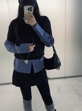 深圳南油精品小众设计师女装POLO衫短袖t新款休闲深灰色翻领上衣