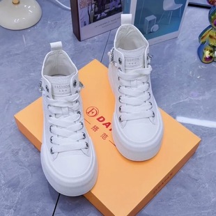 厚底高帮鞋 女鞋 女款 轻便百搭透气平底单鞋 2025年秋季 休闲板鞋 新款