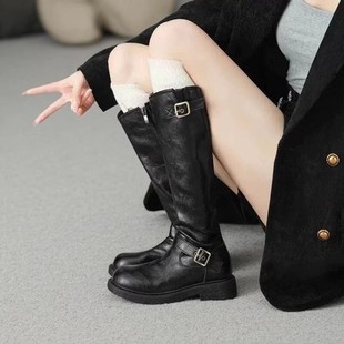 百搭加绒不过膝显瘦保暖棉靴 长筒骑士靴女时尚 2025年秋冬新款 女鞋
