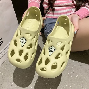 厚底防滑沙滩凉拖护士包头半托两用鞋 外穿2025新款 子 女夏季 洞洞鞋