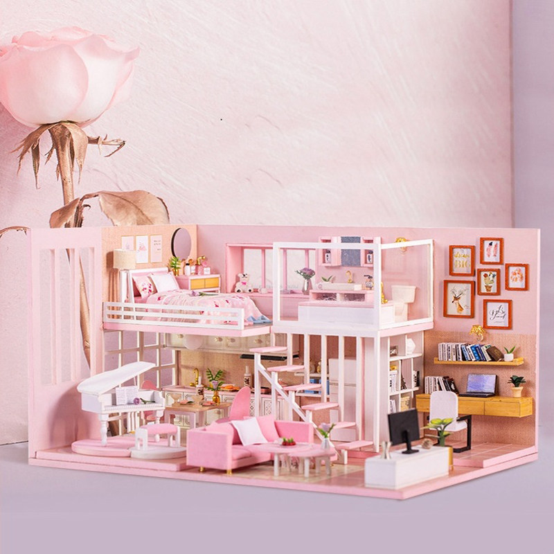 迷你情侣小屋子木质diy手工制作别墅拼装模型女生玩具礼物公主房