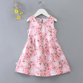 棉绸背心裙A字裙1 女童连衣裙夏季 碎花公主裙沙滩裙2025年新款 7岁