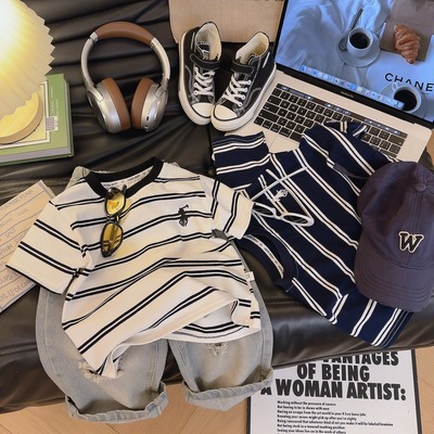 夏季薄款儿童圆领条纹短袖T恤