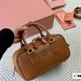 韩版复古miu保龄球包波士顿枕头包真皮女士手提斜挎包小方包