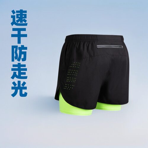 疯狂肌肉男士运动短裤双层内衬