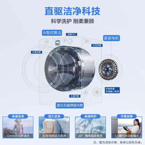 Haier/海尔 XQG100-BD14386WTLU1洗衣机云溪超薄直驱精华洗10kg