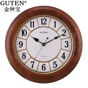 金钟宝GUTEN客厅餐厅实木挂钟日本静音机芯直径42CM
