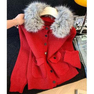 毛领针织开衫 A234时尚 口袋设计高级感时髦外套 小四粉丝专享