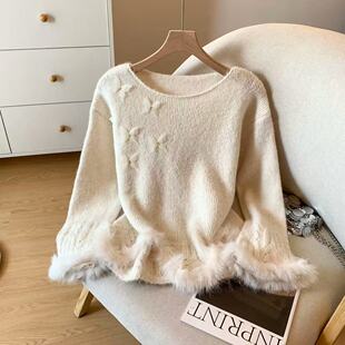 针织衫 A346甜美风立体蝴蝶长袖 小四粉丝专享