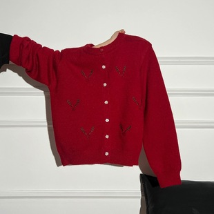 女加厚毛衣外套宽松纽扣上衣 A286圆领针织开衫 小四粉丝专享