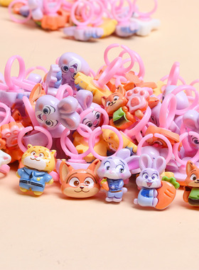 儿童戒指卡通疯狂动物城周边朱迪兔子尼克狐狸指环男女孩玩具礼物