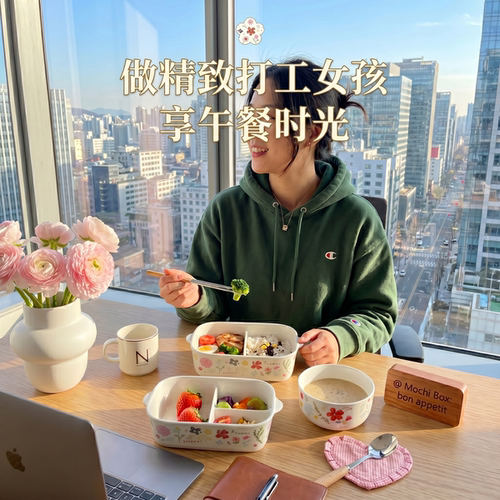 陶瓷饭盒上班族打工人带饭可微波