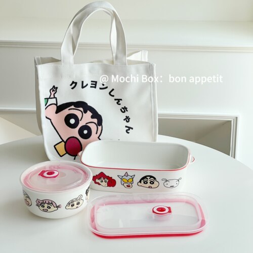 蜡笔小新陶瓷饭盒微波炉加热专用