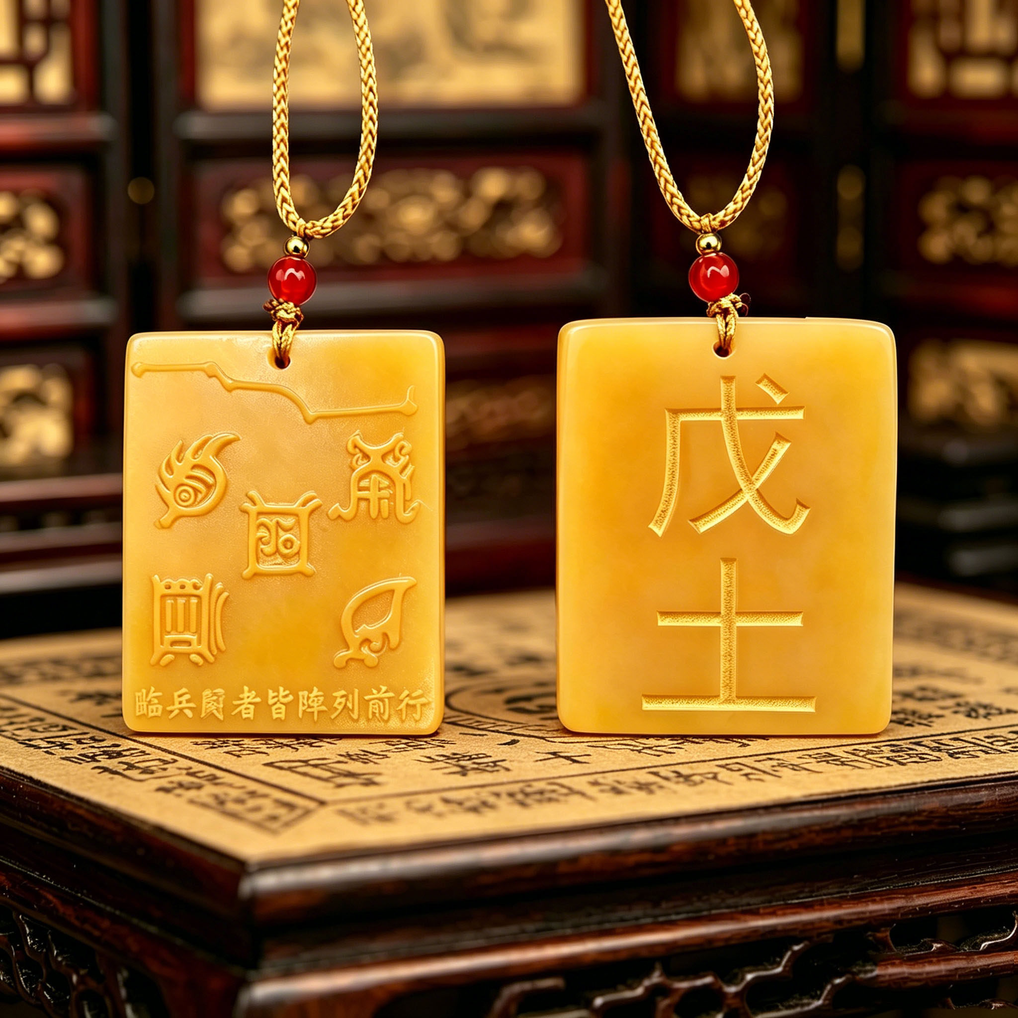 托玛琳能量牌吊坠50分戊土招财五岳真行图挂件项链挂饰九龙道长