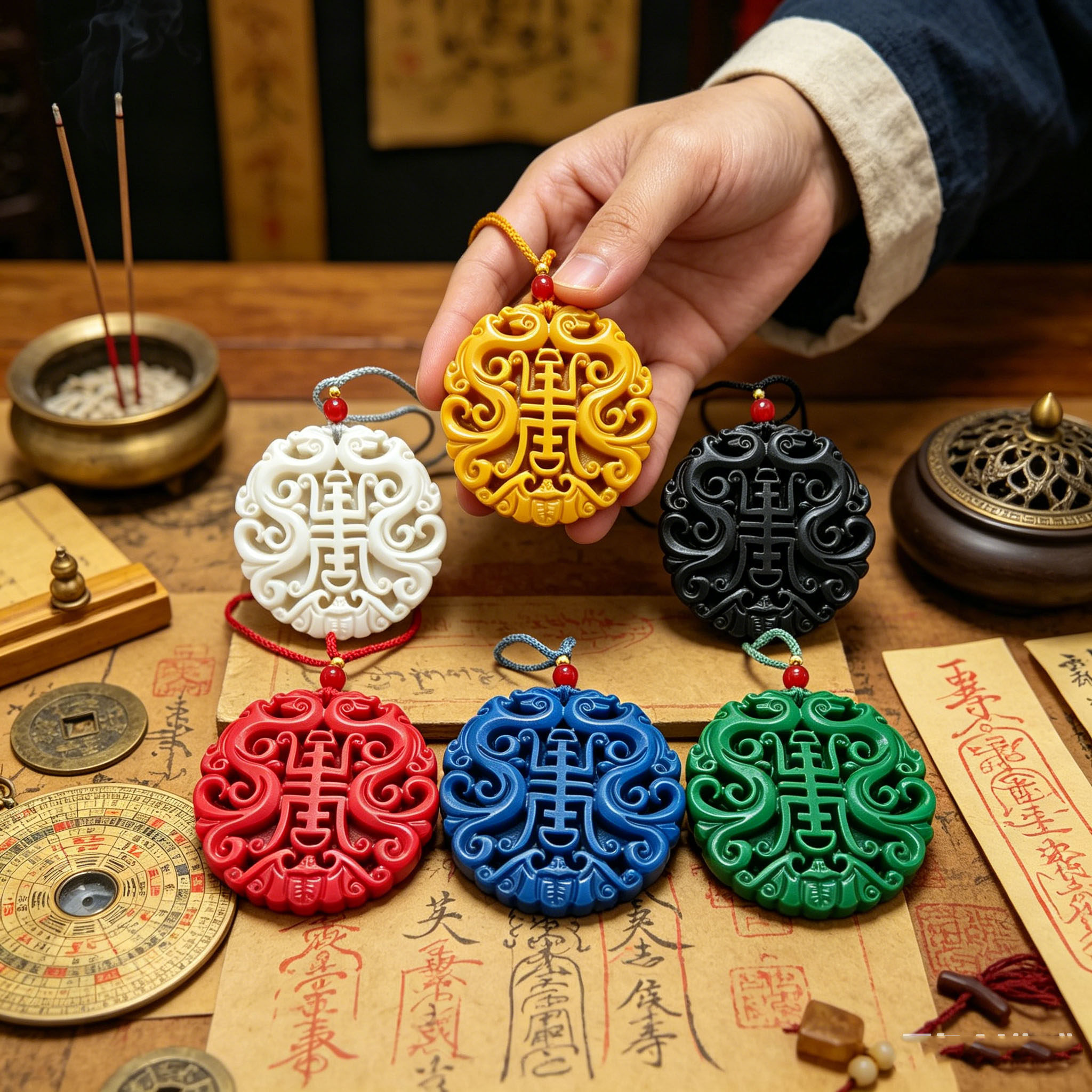 托玛琳能量牌双龙福寿50分项链吊坠金甲木壬葵水补火土九龙道长