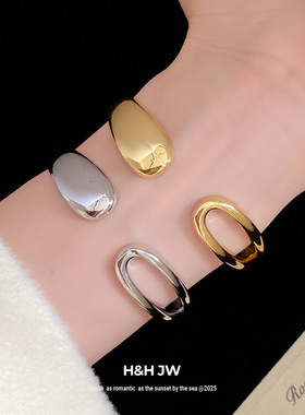 韩国东大门新款水滴镂空开口手镯轻奢高级感手环时尚简约气质手饰