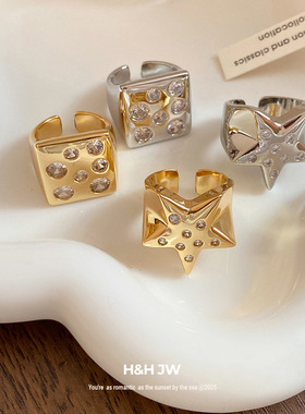 新款锆石简约时尚开口戒指个性设计感气质食指戒轻奢高级感手饰女