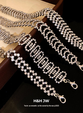 新款爆款欧美镶钻双层镂空手链精致时尚气质手环轻奢高级感手饰女