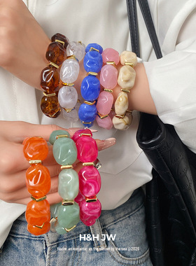 新款欧美亚克力不规则几何椭圆形手链个性夸张手环小众高级感手饰