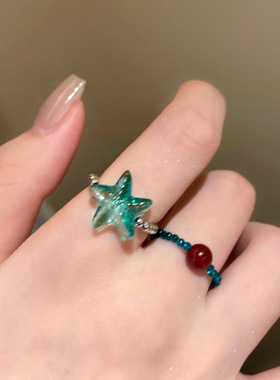 韩国东大门百搭琉璃戒指