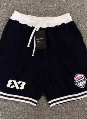 美式短裤篮球3v3训练五分裤速干网眼三对三大师赛运动宽松休闲裤
