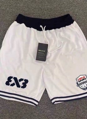 美式短裤篮球3v3训练五分裤速干网眼三对三大师赛运动宽松休闲裤