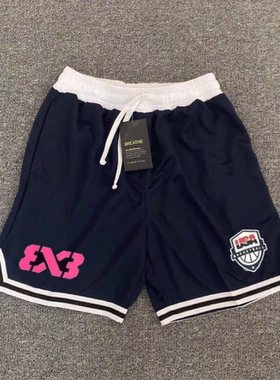 美式短裤篮球3v3训练五分裤速干网眼三对三大师赛运动宽松休闲裤
