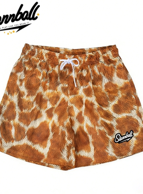 SLAMBALL夏季新款豹纹短裤男运动裤篮球美式网眼四分裤宽松潮