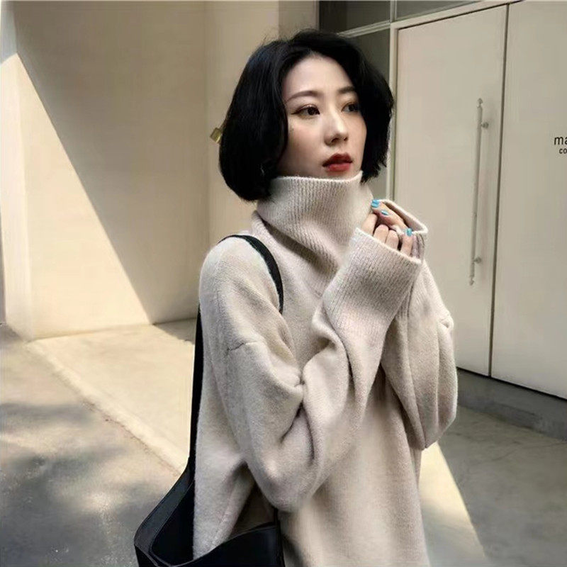 高领毛衣女款高端日韩简约纯色套毛衣